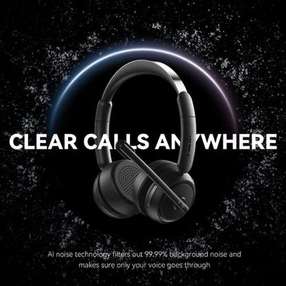 Wireless Headset with Mic: Premium Noise Cancelling – Side View