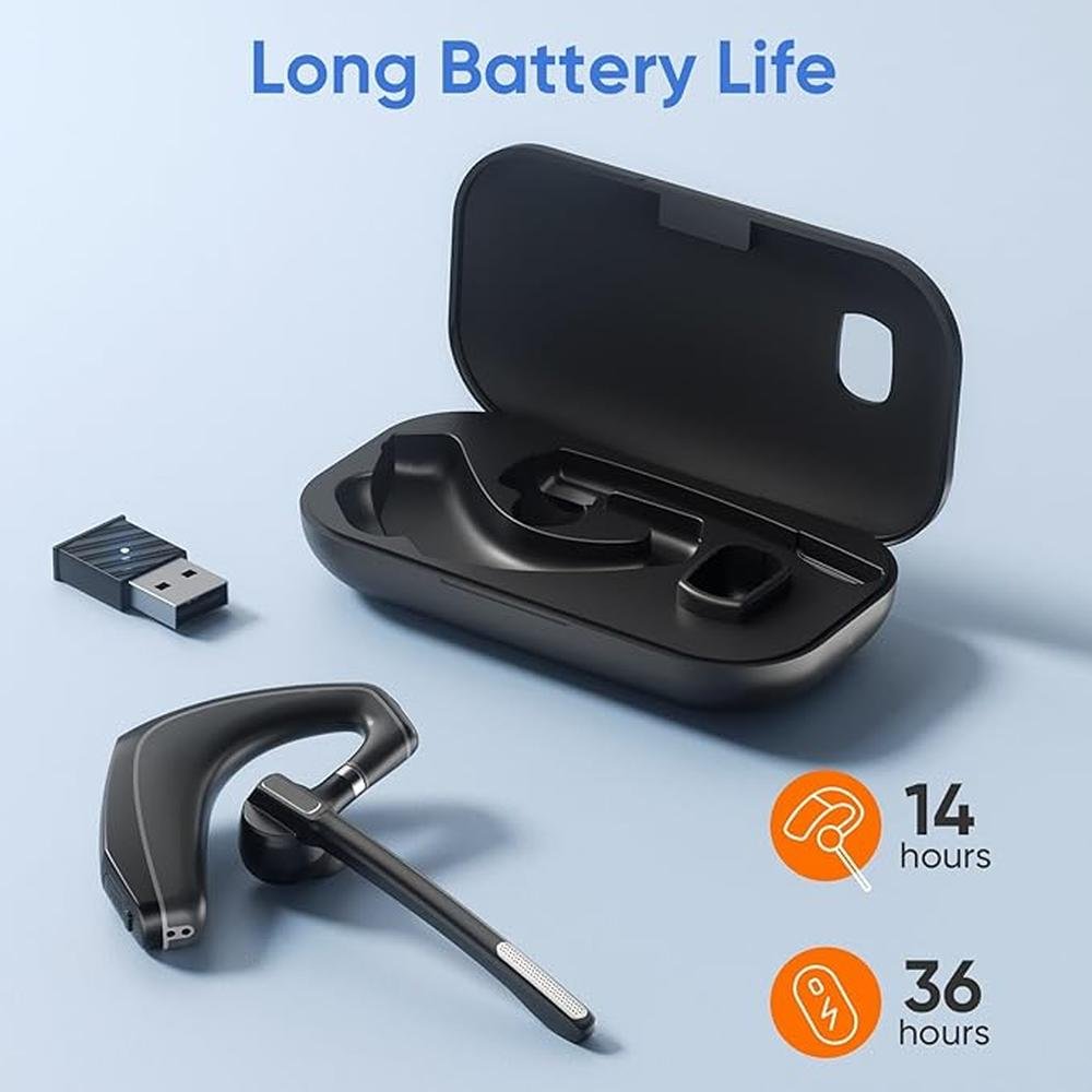 Wireless Bluetooth Headset for Work With Built-in – Side View