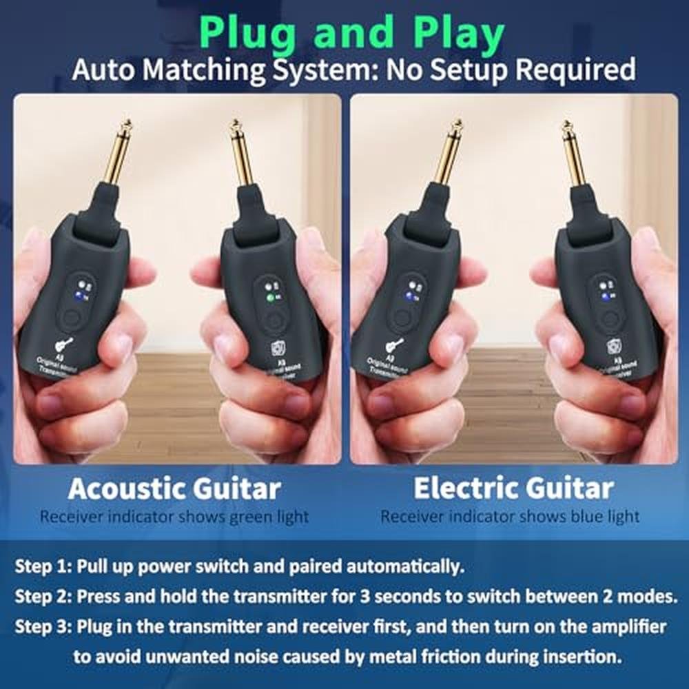 Wireless Guitar System: INGPARTNER A9 2.4GHz Rechargeable – In Use