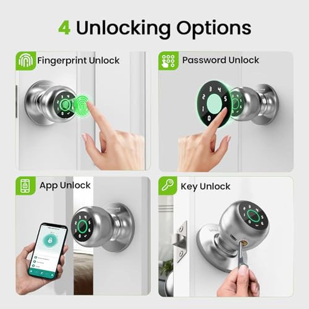 Smart Door Lock: GHome 4-in-1 Fingerprint Door Knob with – Side View