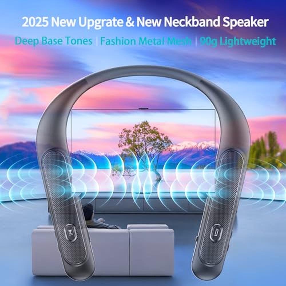Neckband Bluetooth Speaker: Wireless Wearable Speaker with – Side View