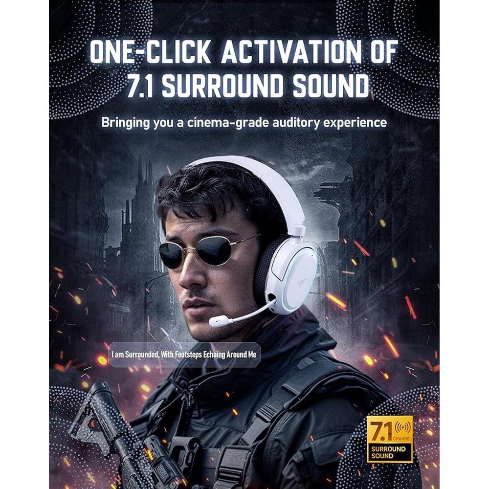 Wireless Gaming Headset: 7.1 Surround Sound – Side View