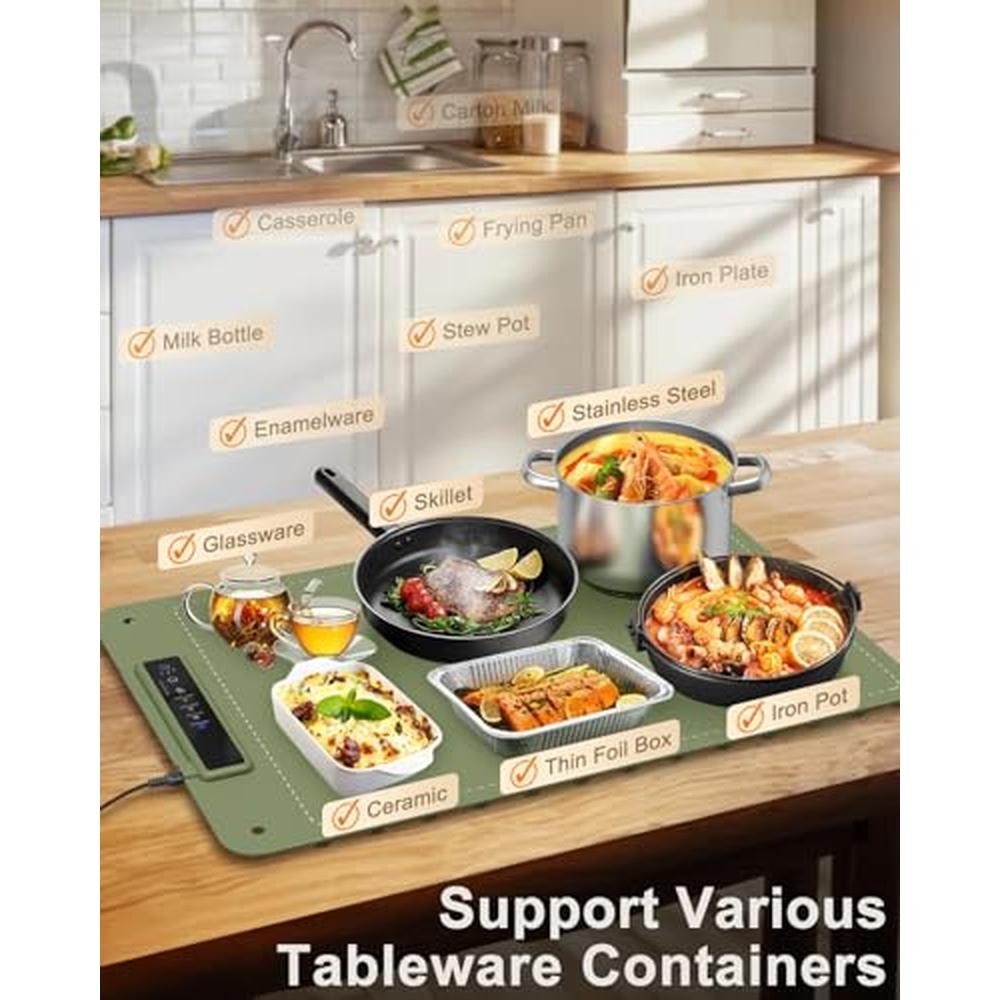Electric Warming Tray: Mojimdo Silicone Warming Mat for – Side View
