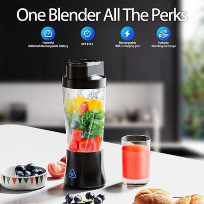 Portable Blender: Cordless 24oz Personal Blender for Shakes – Side View