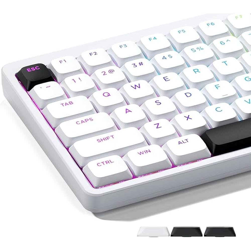 Keycaps Keyboard: Xvx Low Profile White Keycaps Shine – Front View
