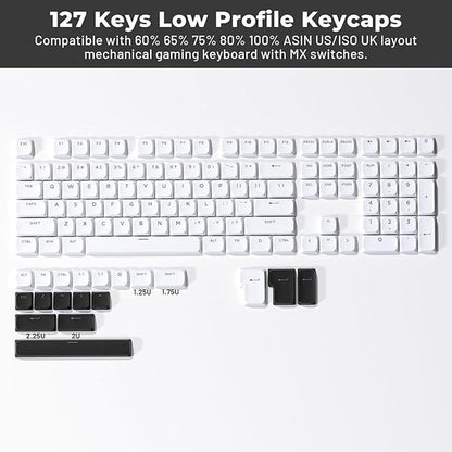 Keycaps Keyboard: Xvx Low Profile White Keycaps Shine – Side View