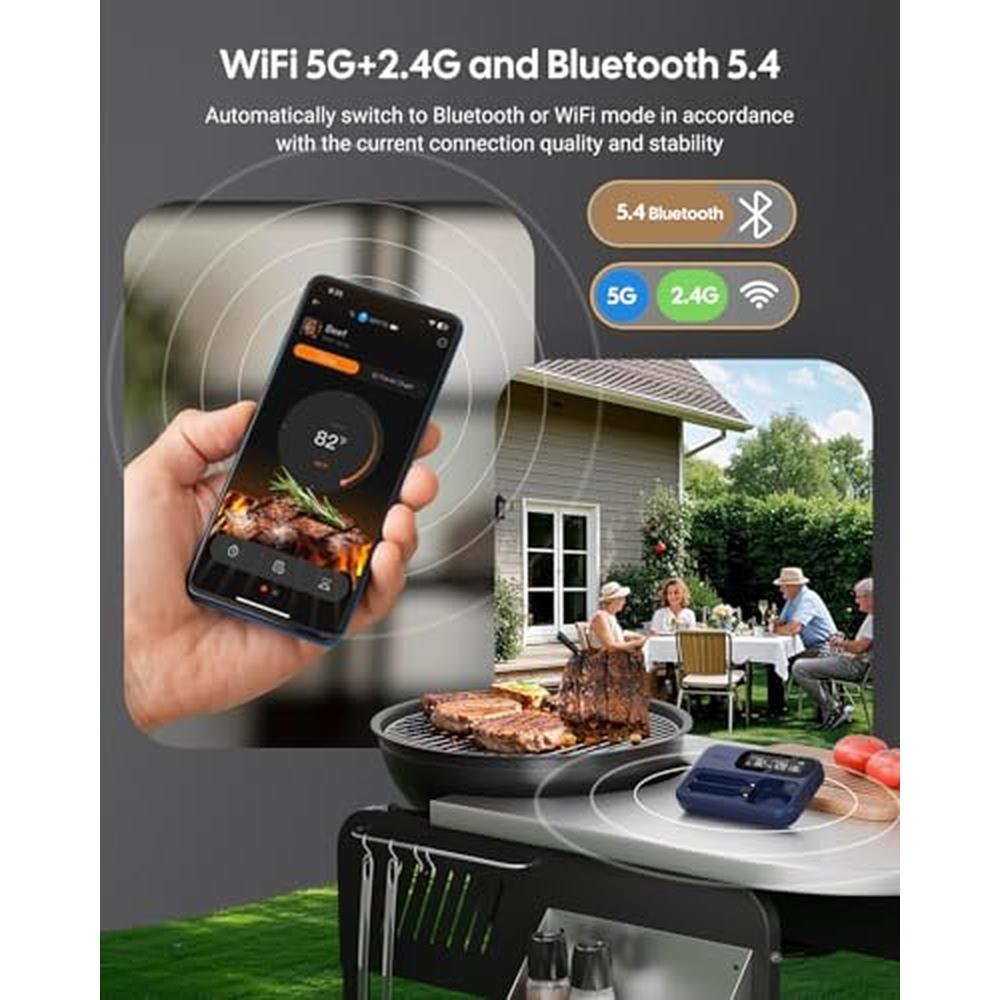 Meat Thermometer: Fitflavor Bluetooth Dual Probes WiFi – Side View