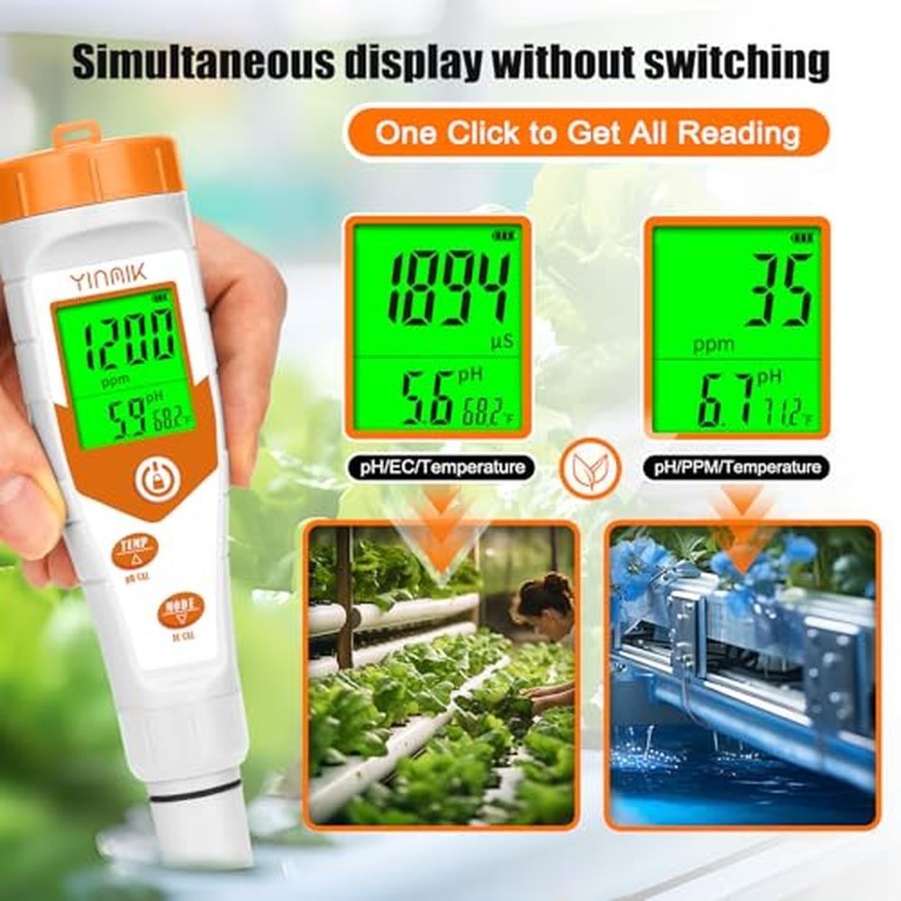 Hydroponics Meter for Sale: Premium Grade pH EC TDS – Side View