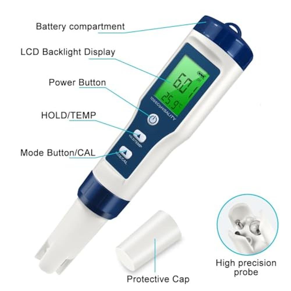 High-Accuracy Digital pH Meter – Side View