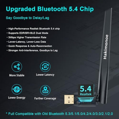 Hakimonoe Long Range USB Bluetooth 5.4 Adapter – Side View