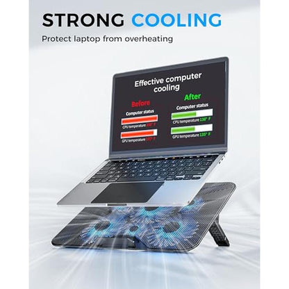 AICHESON Laptop Cooling Pad: 6 High-Speed Fans – Side View