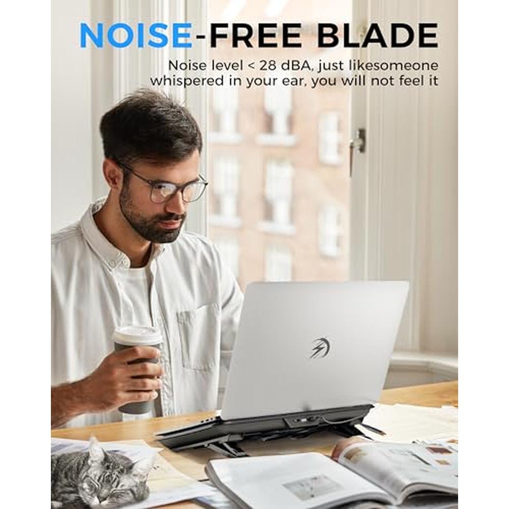 AICHESON Laptop Cooling Pad: 6 High-Speed Fans – In Use