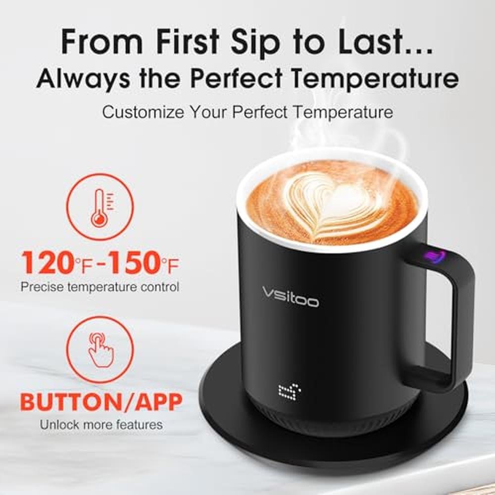 Vsitoo S3 10oz Smart Mug: Temperature Control Heated Coffee – Side View