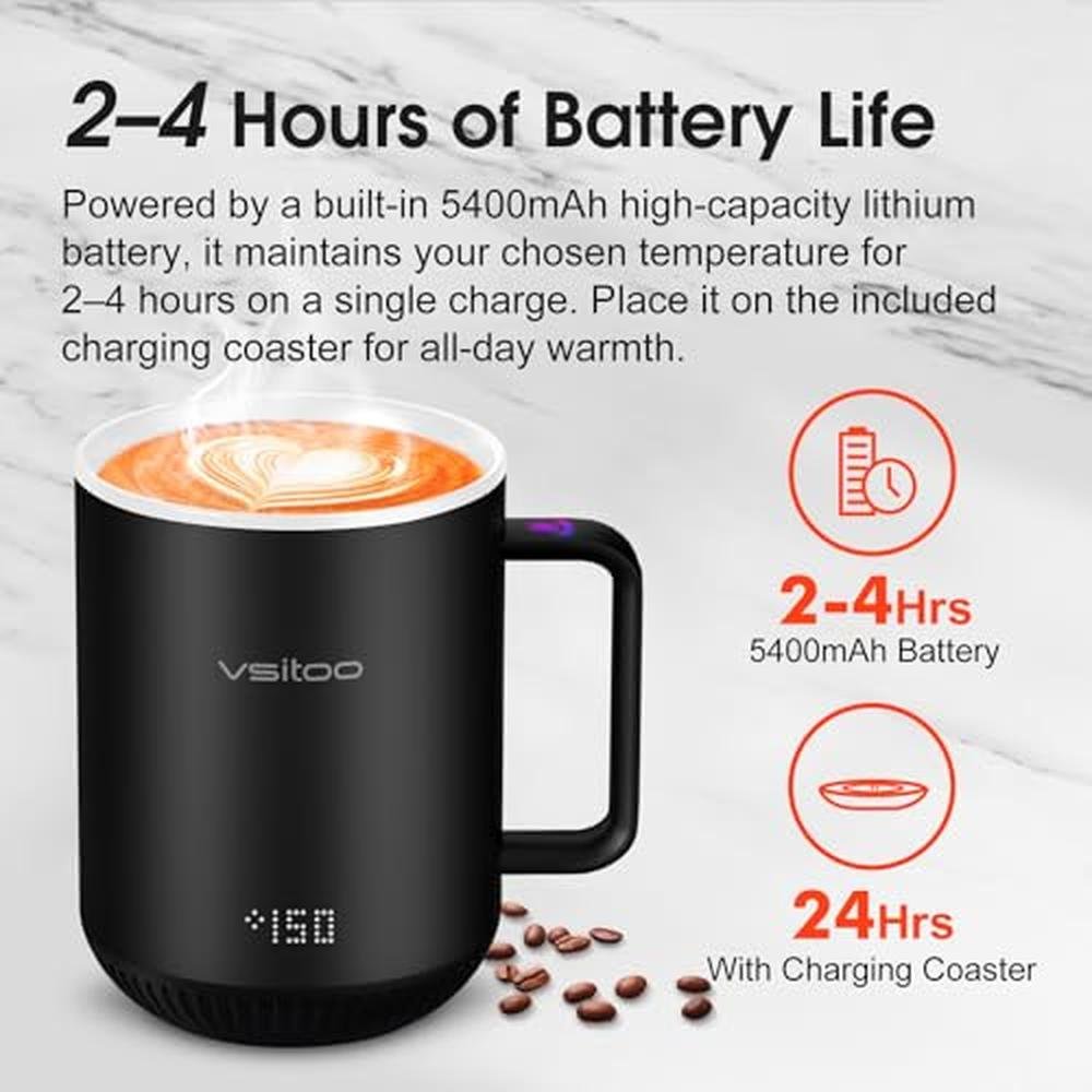 Vsitoo S3 10oz Smart Mug: Temperature Control Heated Coffee – Close-up Detail