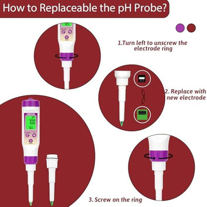 Premium Food pH Meter Replacement Probe 2 in 1 pH – Side View