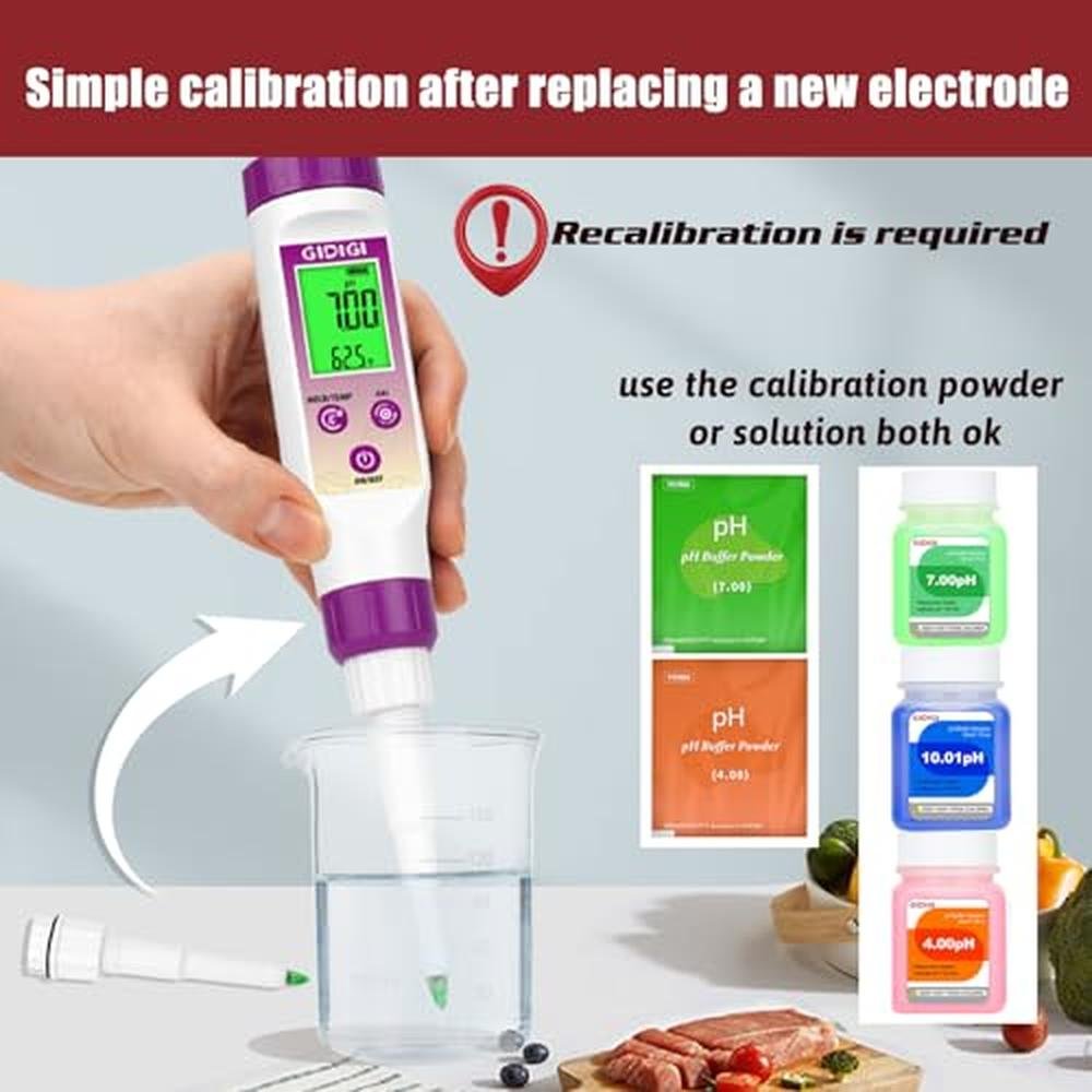 Premium Food pH Meter Replacement Probe 2 in 1 pH – Close-up Detail