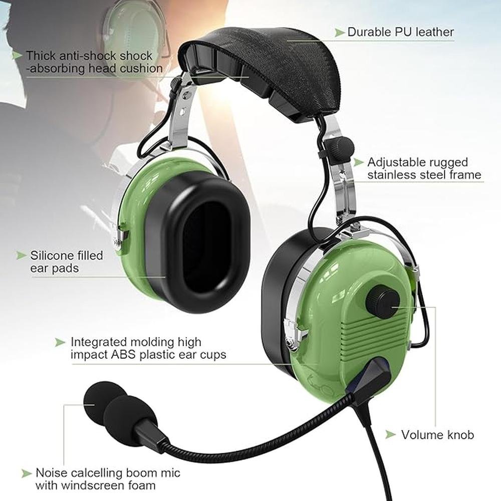 Noise Cancelling Pilot Headphone General Aviation Headset – Close-up Detail