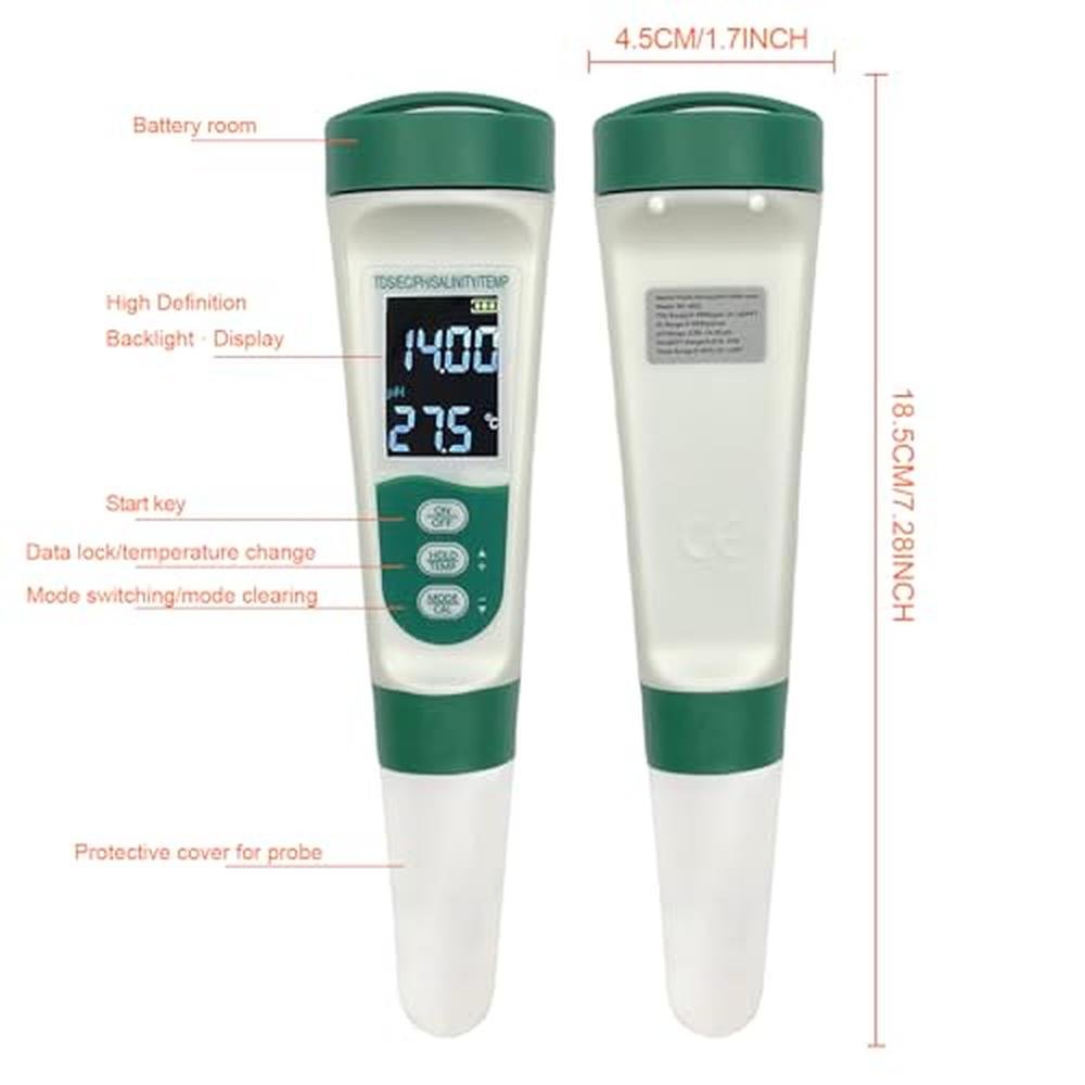Aquarium Meter: 5-in-1 Digital PH – Side View