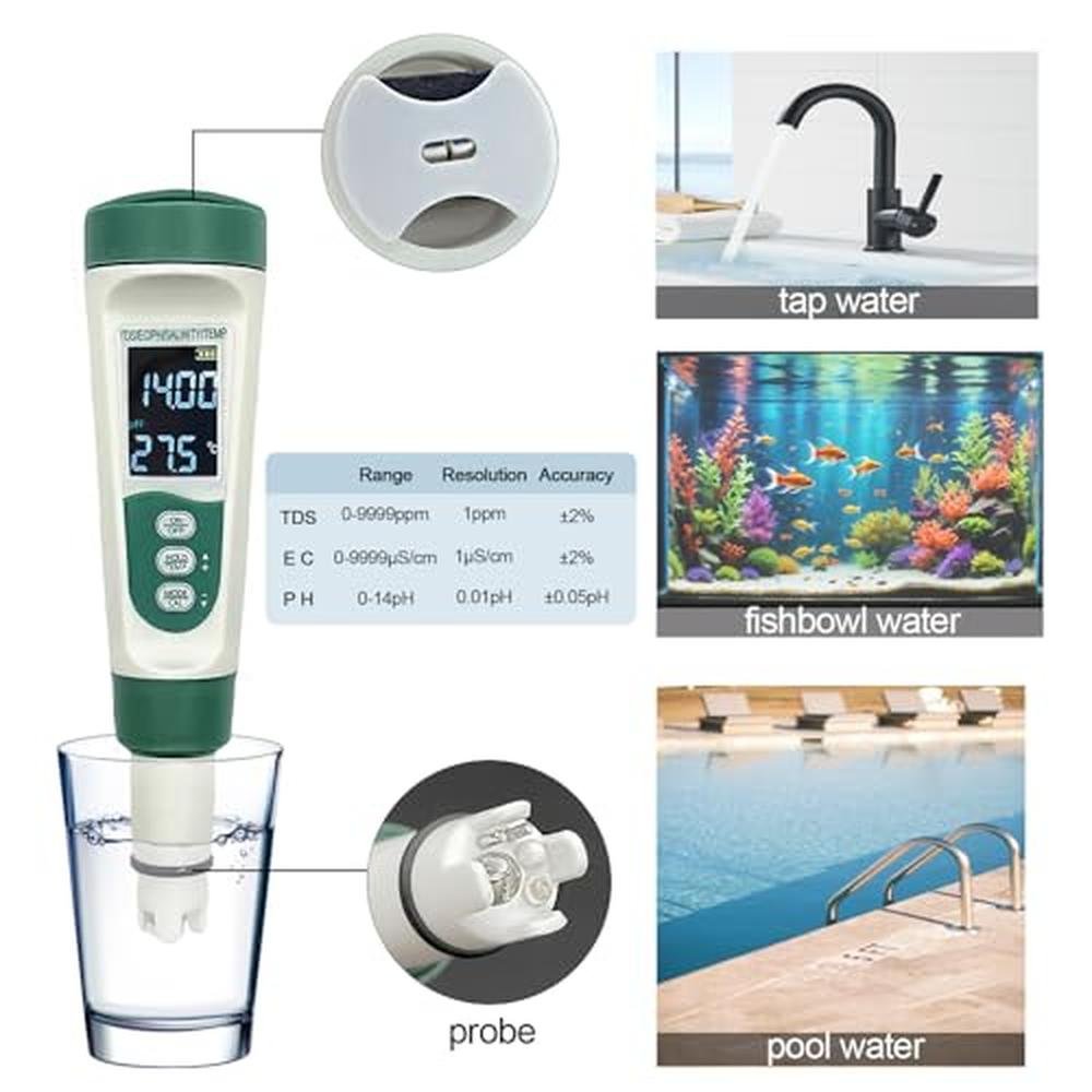Aquarium Meter: 5-in-1 Digital PH – Packaging