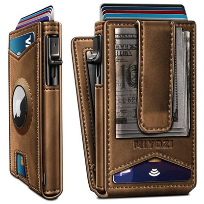 miyozi Airtag Wallet for Men: with Money Clip Gift Boxed – Front View