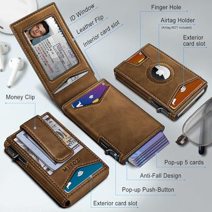 miyozi Airtag Wallet for Men: with Money Clip Gift Boxed – Side View
