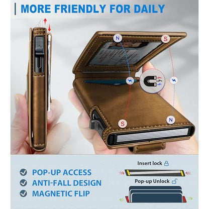 miyozi Airtag Wallet for Men: with Money Clip Gift Boxed – Close-up Detail