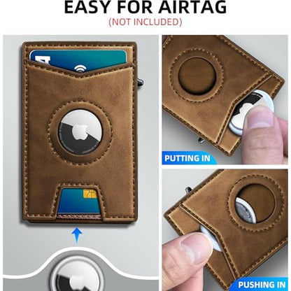 miyozi Airtag Wallet for Men: with Money Clip Gift Boxed – In Use