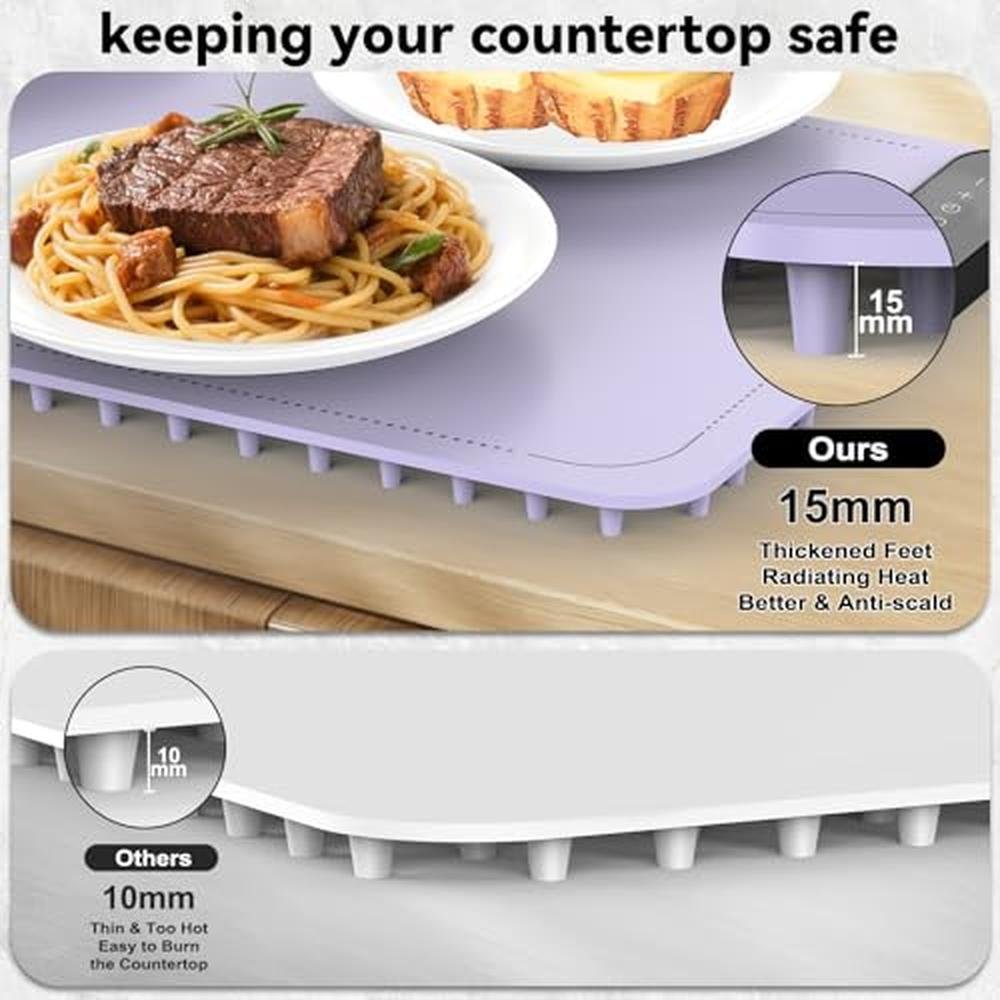 Electric Food Warming Mat: Premium 9 Temperature Settings – Close-up Detail