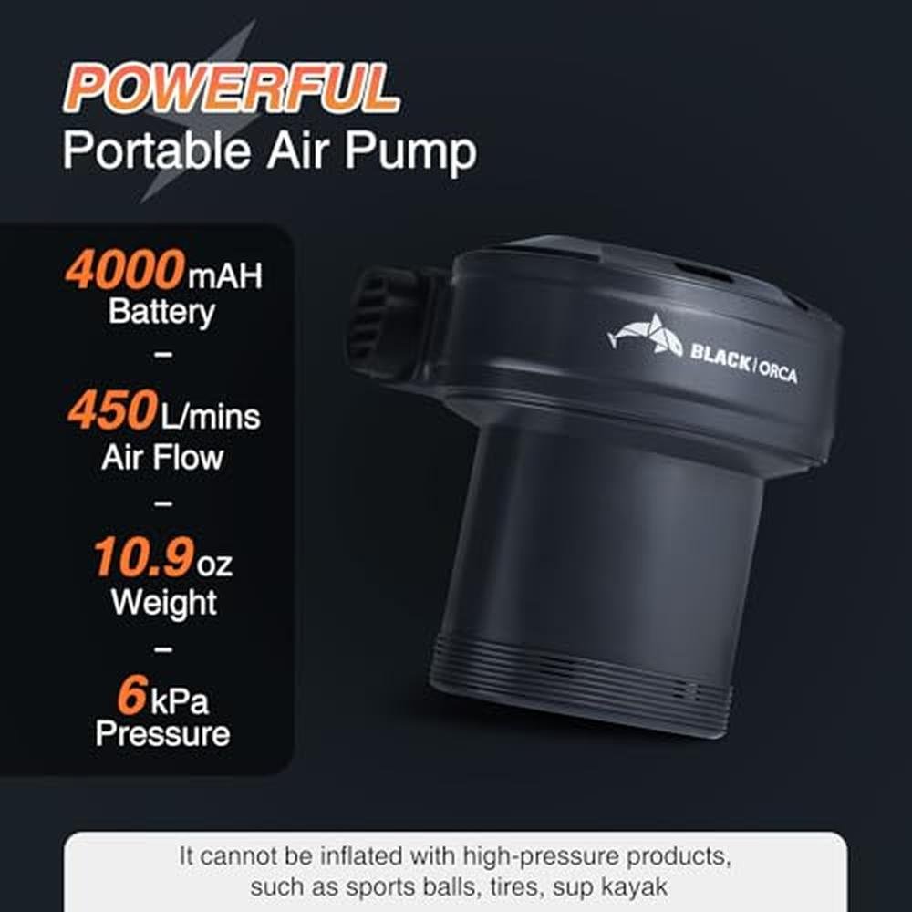 Air Pump: Black Orca Portable Electric Air Pump 6 kPa – Close-up Detail