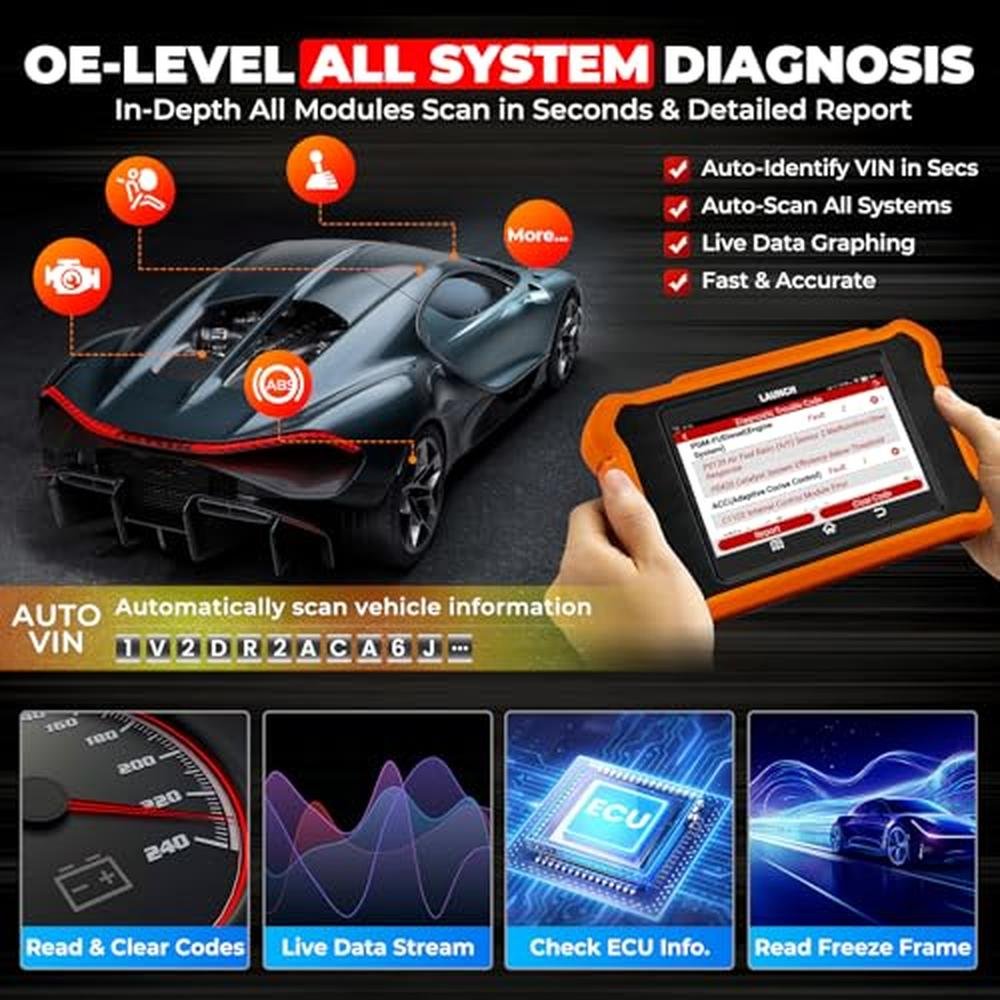 Launch Creader Elite V2.0: Land Rover Jaguar OBD2 Scanner – Side View