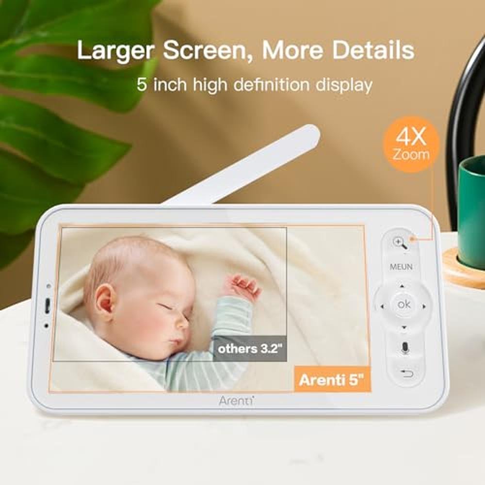 Arenti Baby Monitor: 2K Smart Baby Camera with 5-inch – Close-up Detail