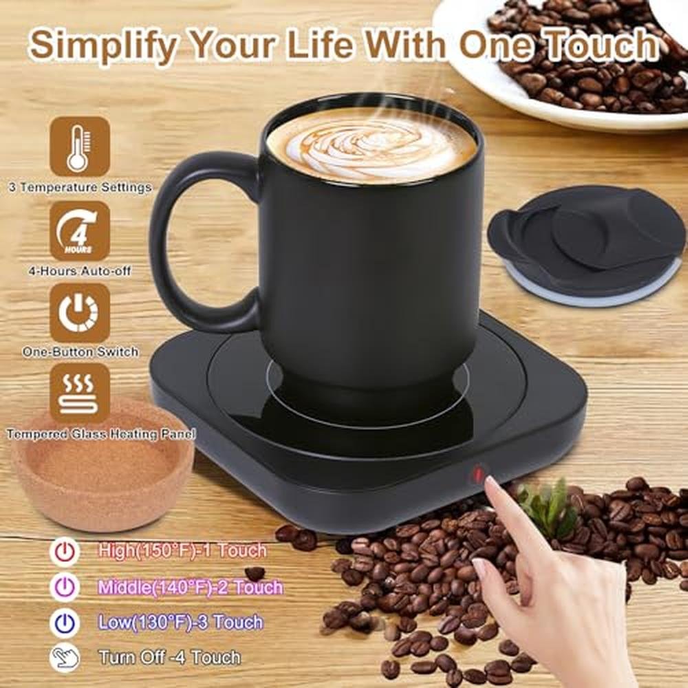 Coffee Mug Warmer & Mug Set: Electric 36W Coffee Cup Heater – Close-up Detail