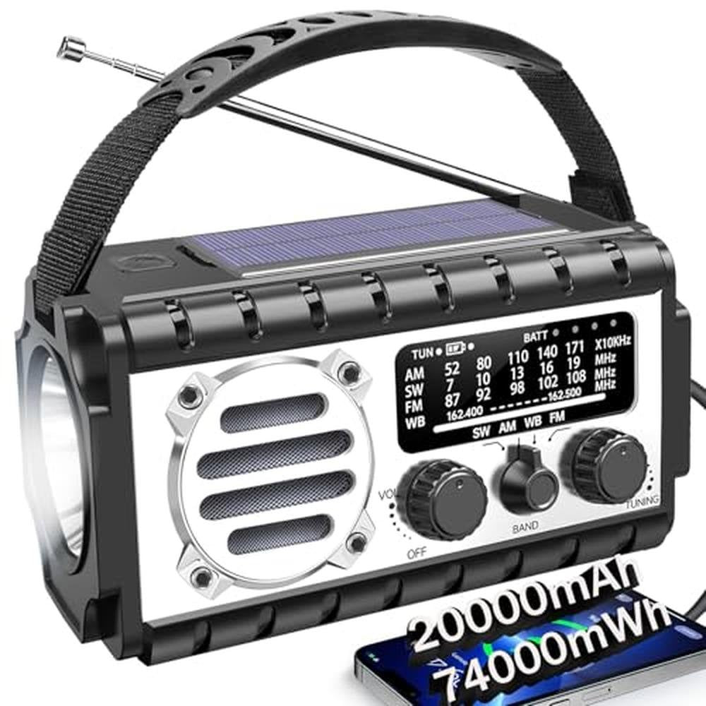 Emergency Radio: QAUYYW 20000mAh Weather Radio – Front View