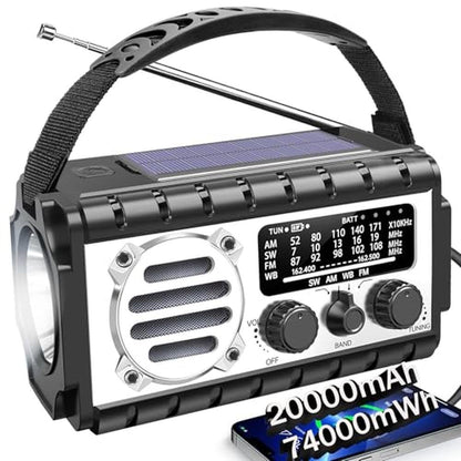 Emergency Radio: QAUYYW 20000mAh Weather Radio – Front View