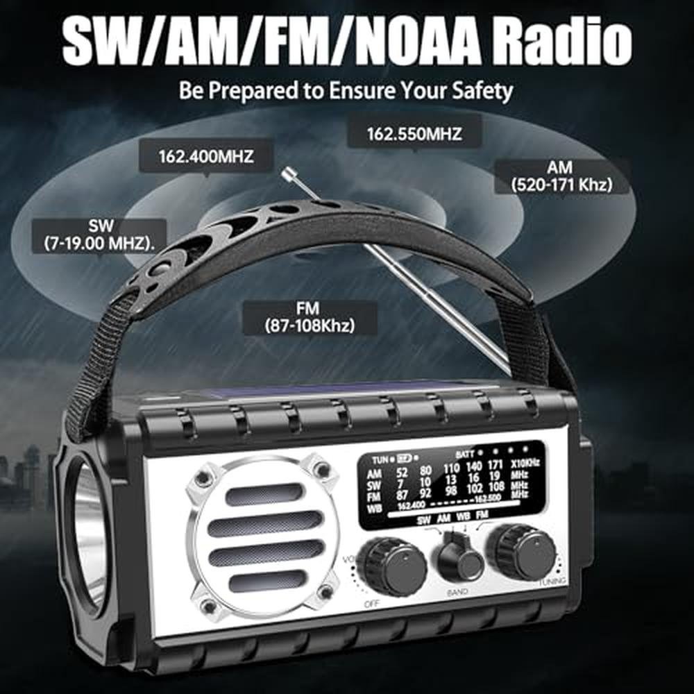 Emergency Radio: QAUYYW 20000mAh Weather Radio – Side View