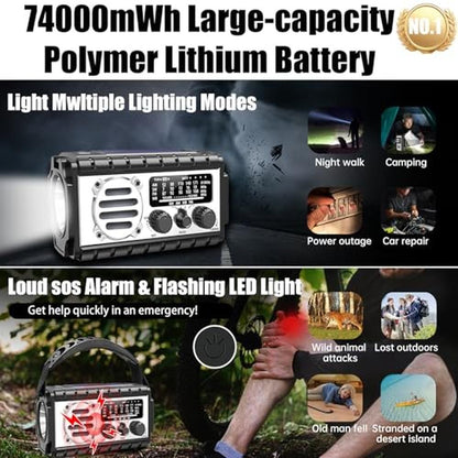 Emergency Radio: QAUYYW 20000mAh Weather Radio – Close-up Detail