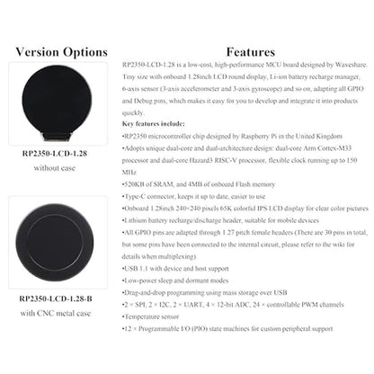 RP2350 MCU Board: 1.28-inch Round LCD Display 240x240 – Close-up Detail