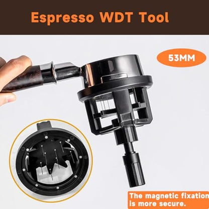 54mm WDT Tool: Bamynoir Espresso Stirrer Distribution Tool – In Use