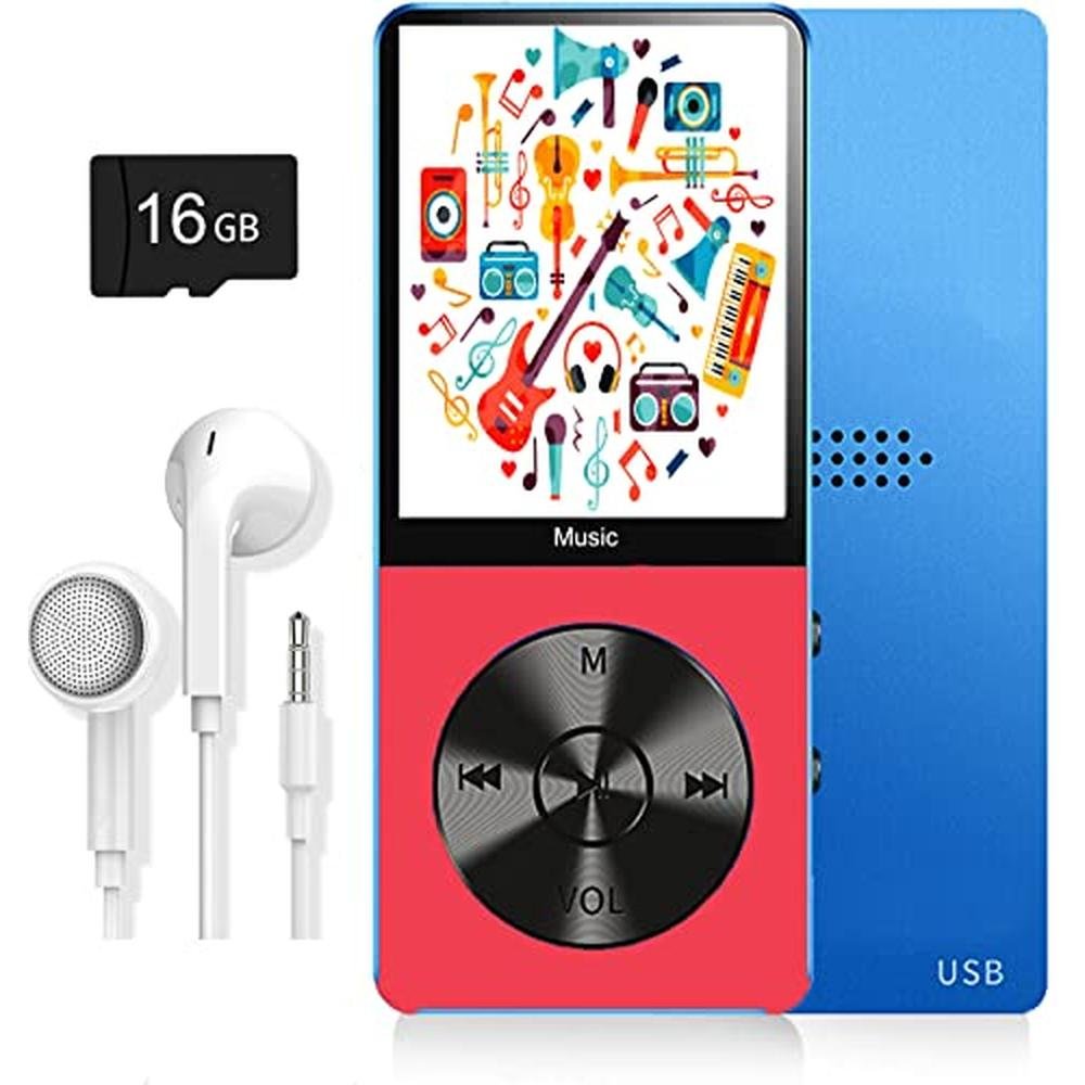Player MP3: Premium Music Player with 16GB Micro SD Card – Front View