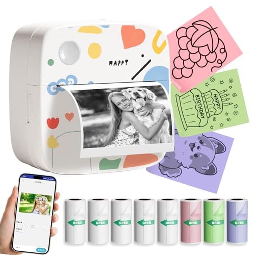 Sticker Printer: LAIBEAR Mini Sticker Maker with 9 Rolls – Front View
