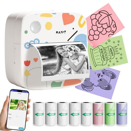 Sticker Printer: LAIBEAR Mini Sticker Maker with 9 Rolls – Front View