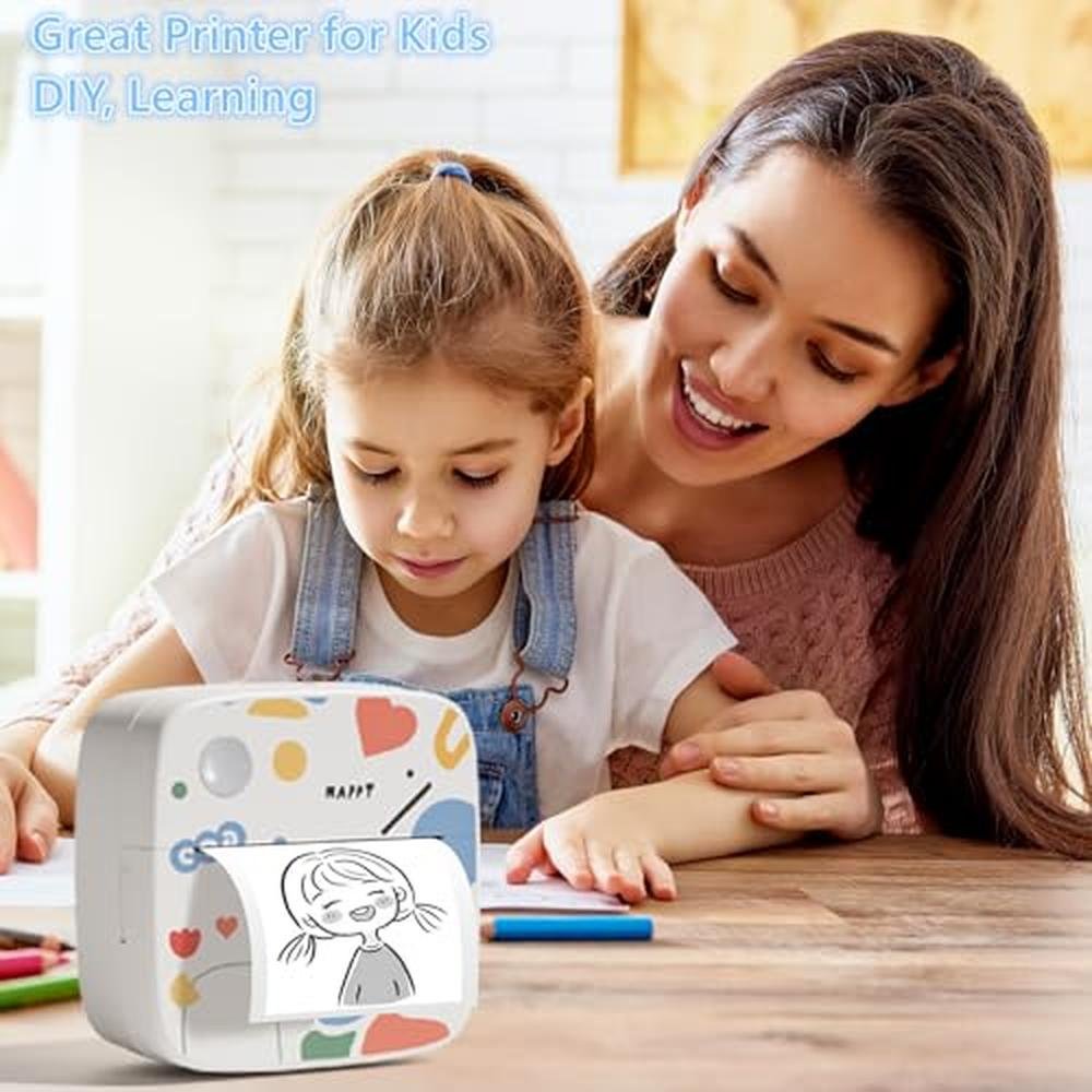 Sticker Printer: LAIBEAR Mini Sticker Maker with 9 Rolls – Side View
