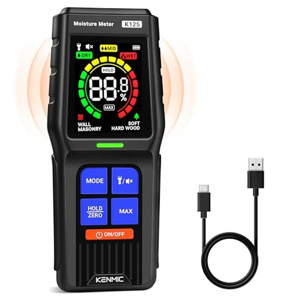 Moisture Detection Made Easy: Kenmic Pinless Moisture Meter – Front View