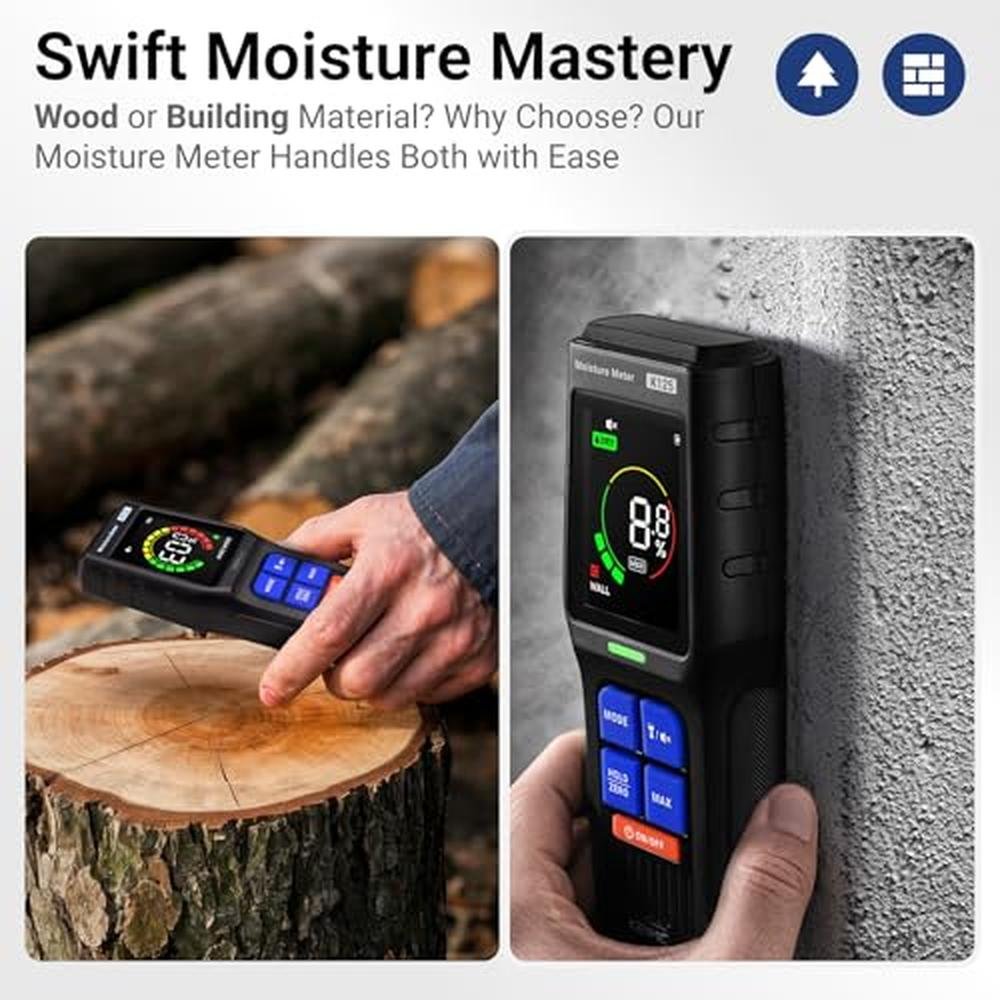 Moisture Detection Made Easy: Kenmic Pinless Moisture Meter – Side View