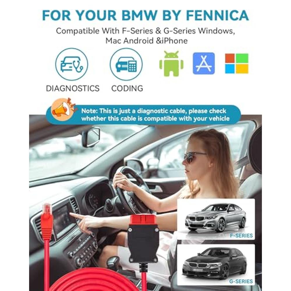 FENNICA Enet OBD2 Cable for BMW F G i Series Coding – Side View