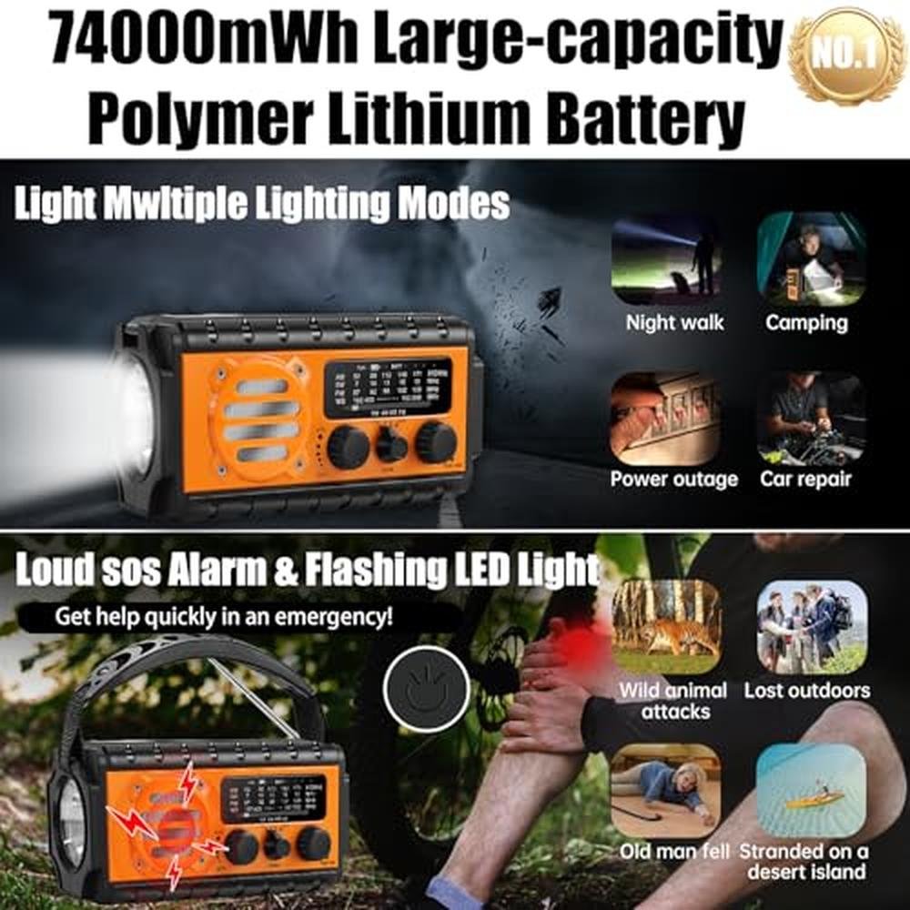 Radio QAUYYW: QAUYYW 74000mWh Emergency Radio with NOAA – Close-up Detail