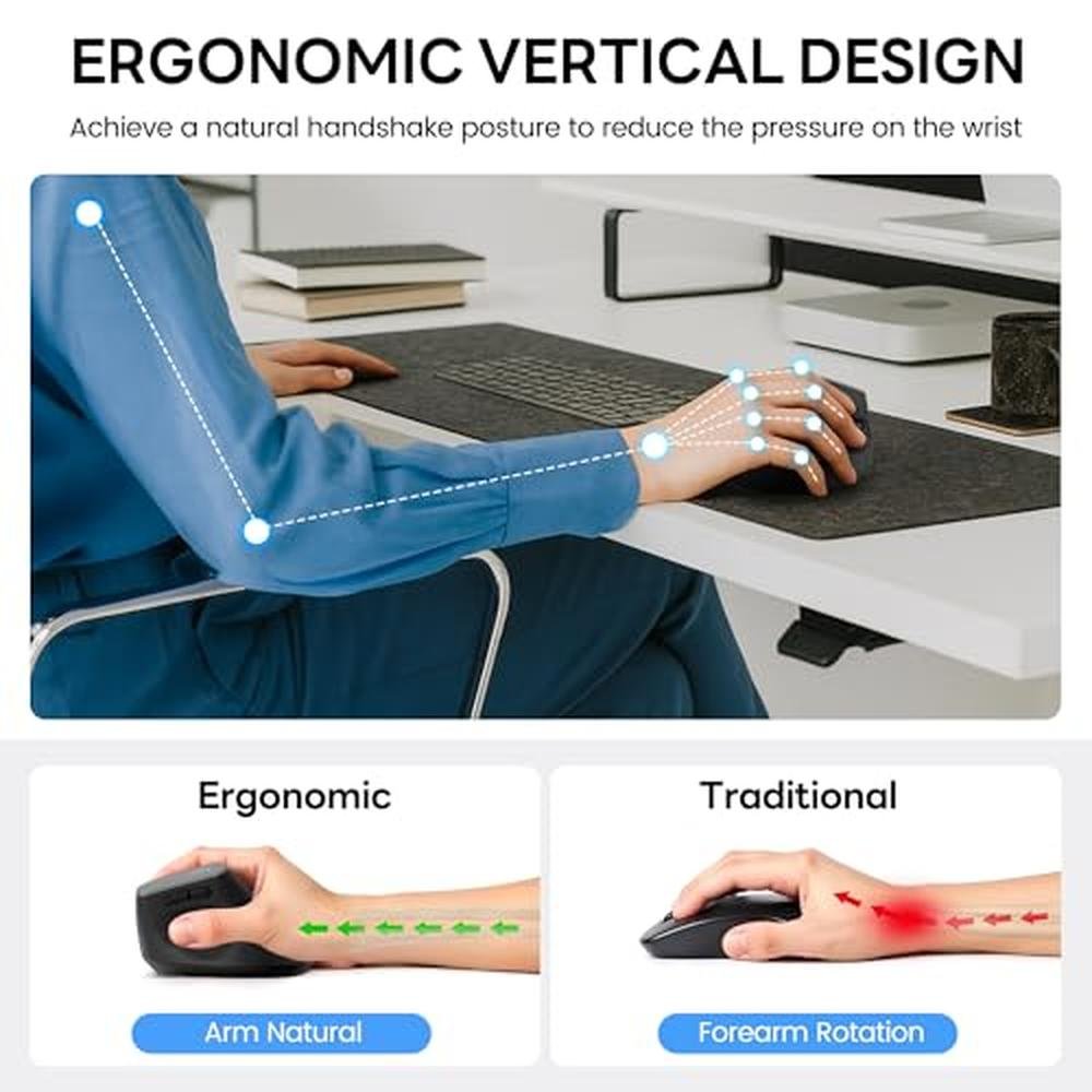 Uineer Ergonomic Wireless Mouse – Side View