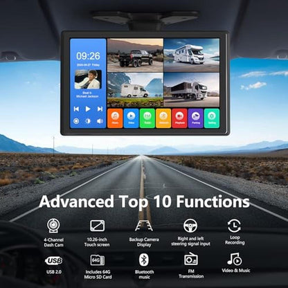 Backup Camera: 4 Channel System with 10.26 Inch Touchable – Side View
