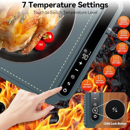 Warming Food Mat: Electric Warming Tray with 7-Level – Side View