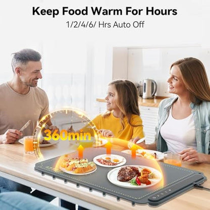 Warming Food Mat: Electric Warming Tray with 7-Level – In Use